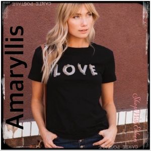 Amaryllis Fur So In LOVE Black Graphic Tshirt